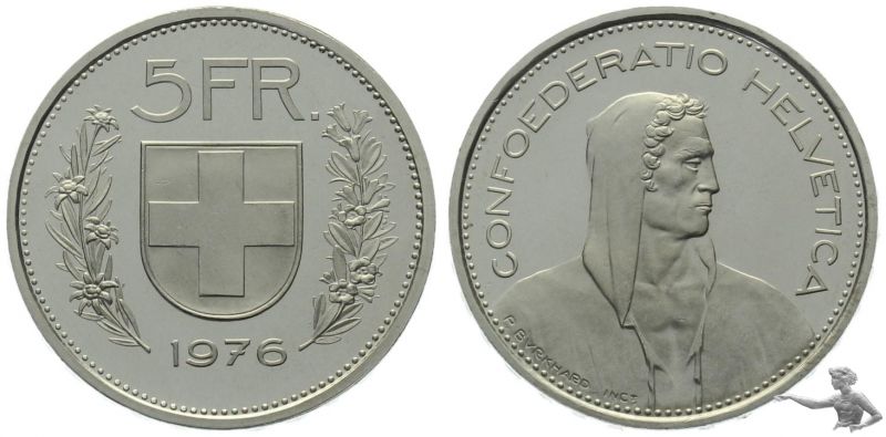 5 Franken 1976 | Prachtstück aus Kursmünzensatz !!!